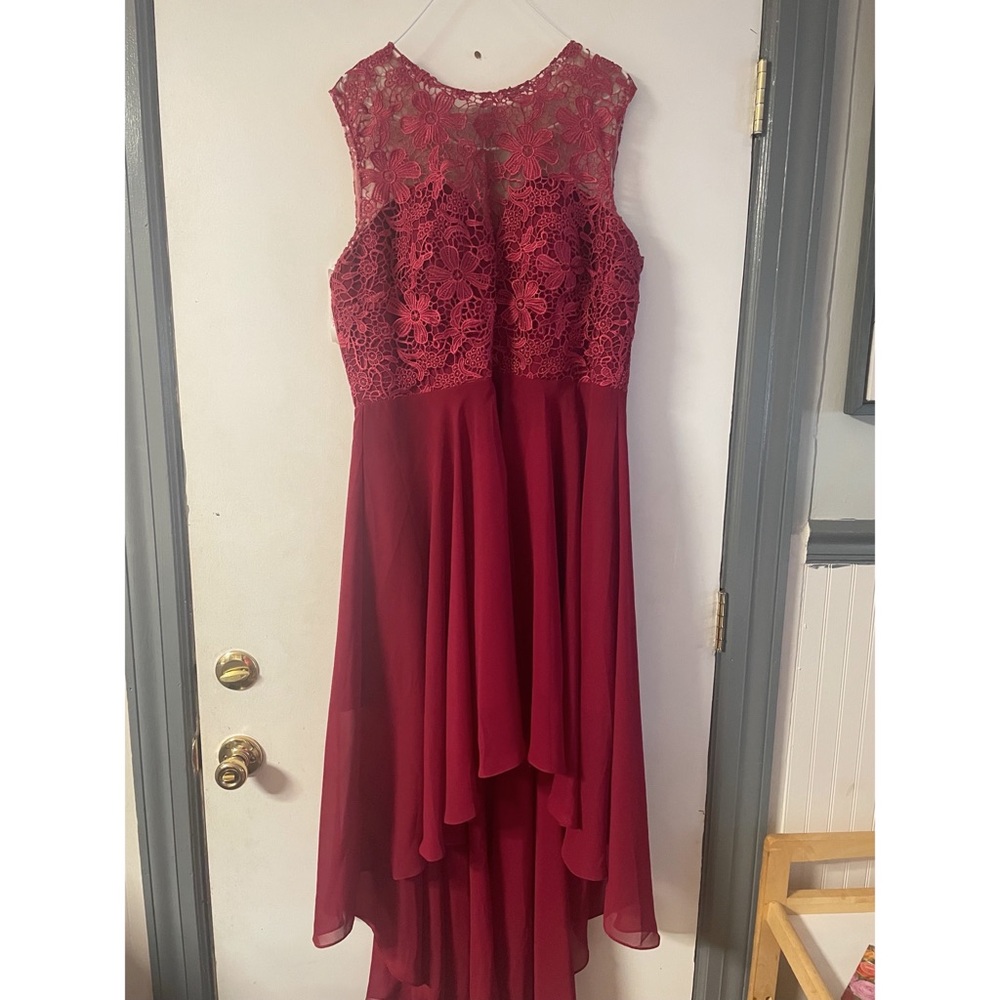 Red high low Bridesmaid Dress